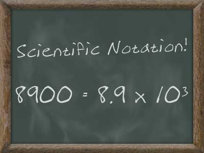 A typical decimal number expressed in scientific notation