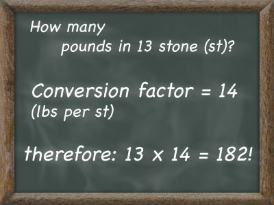 Convert 13 stones to pounds