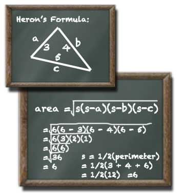 triangle area on chalkboard using heron's formula